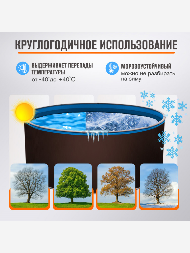 Бассейн круглый LARIMAR 350х125 см (шоколад RAL 8017, чаша 0,4 мм)