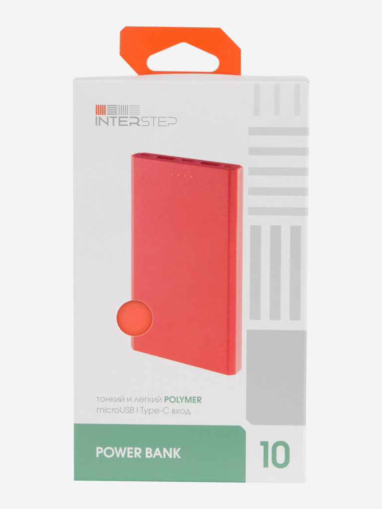 Внешний аккумулятор INTERSTEP 10 000 мАч, microUSB/TypeC