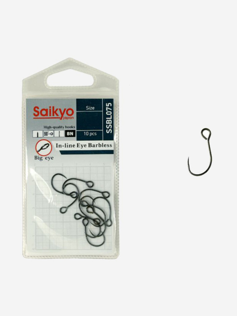 Крючки для рыбалки одинарные Saikyo SS075-BN IN-LINE EYE (1 уп. по 10 шт.)