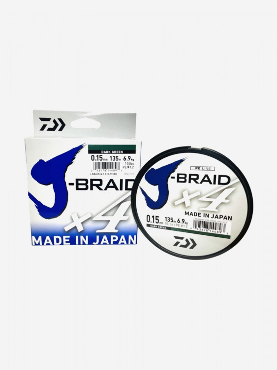 Шнур плетеный Daiwa J-Braid x4 135 м зеленый 0.07 мм 2.6 кг