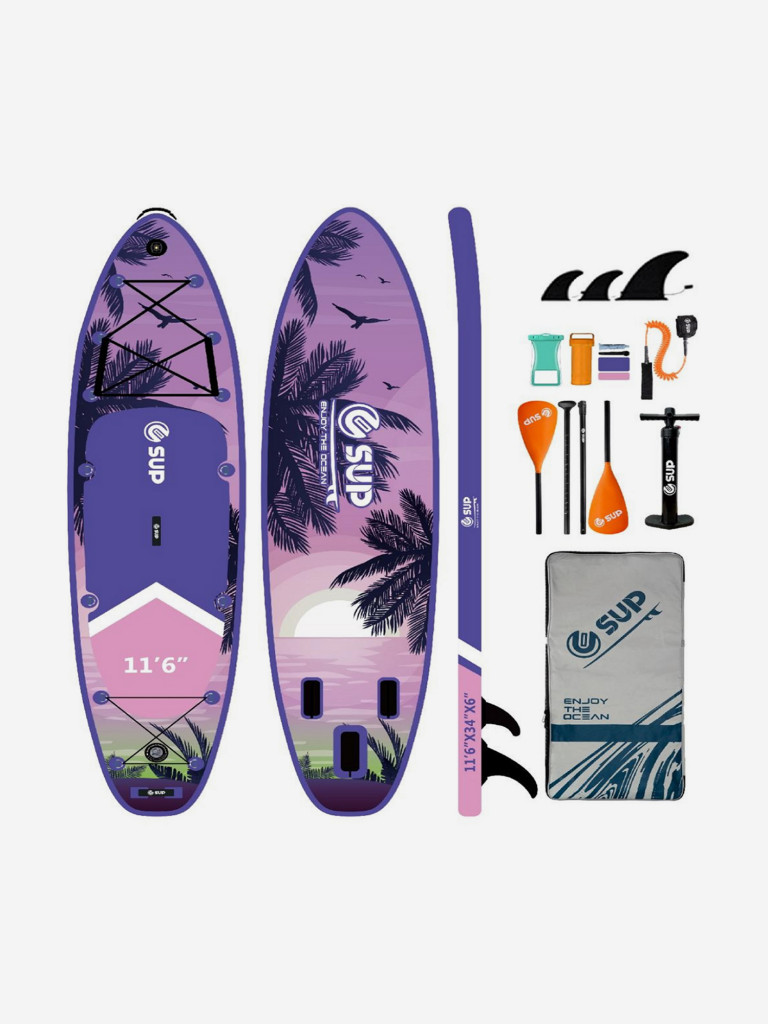 Надувная двухслойная SUP-доска E-SUP Sunset, 11'6" 350*86*15 см, сапборд