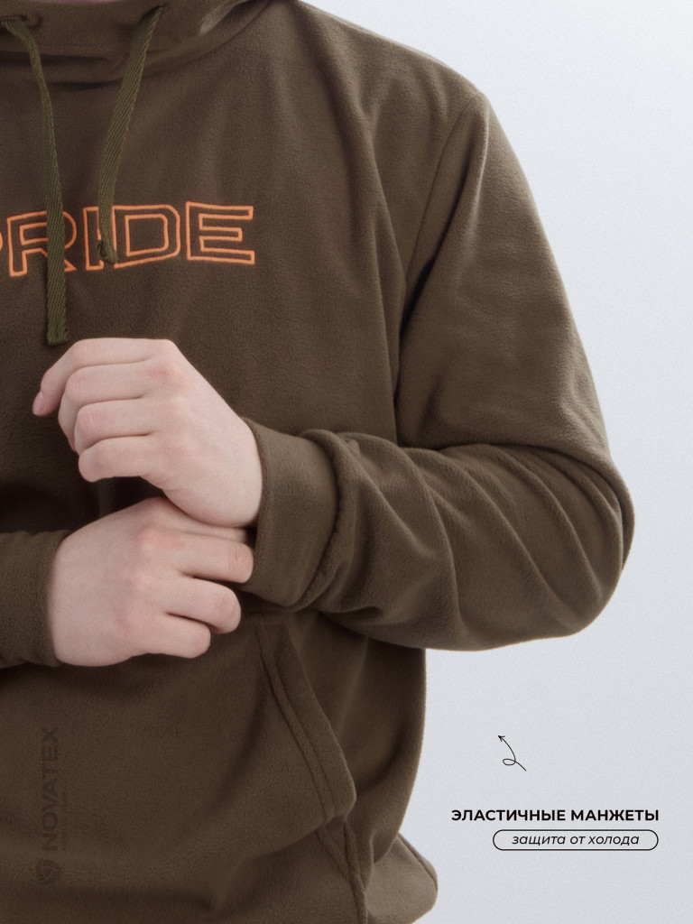 Толстовка флисовая для охоты и рыбалки PRIDE, хаки
