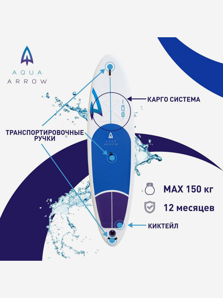SUP доска надувная Aqua Arrow 10.8 Blue, полная комплектация