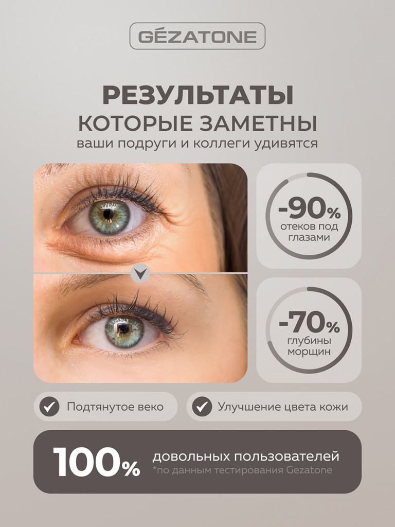 EMS Массажер маска для омоложения кожи вокруг глаз Biolift iMask, Gezatone, черный