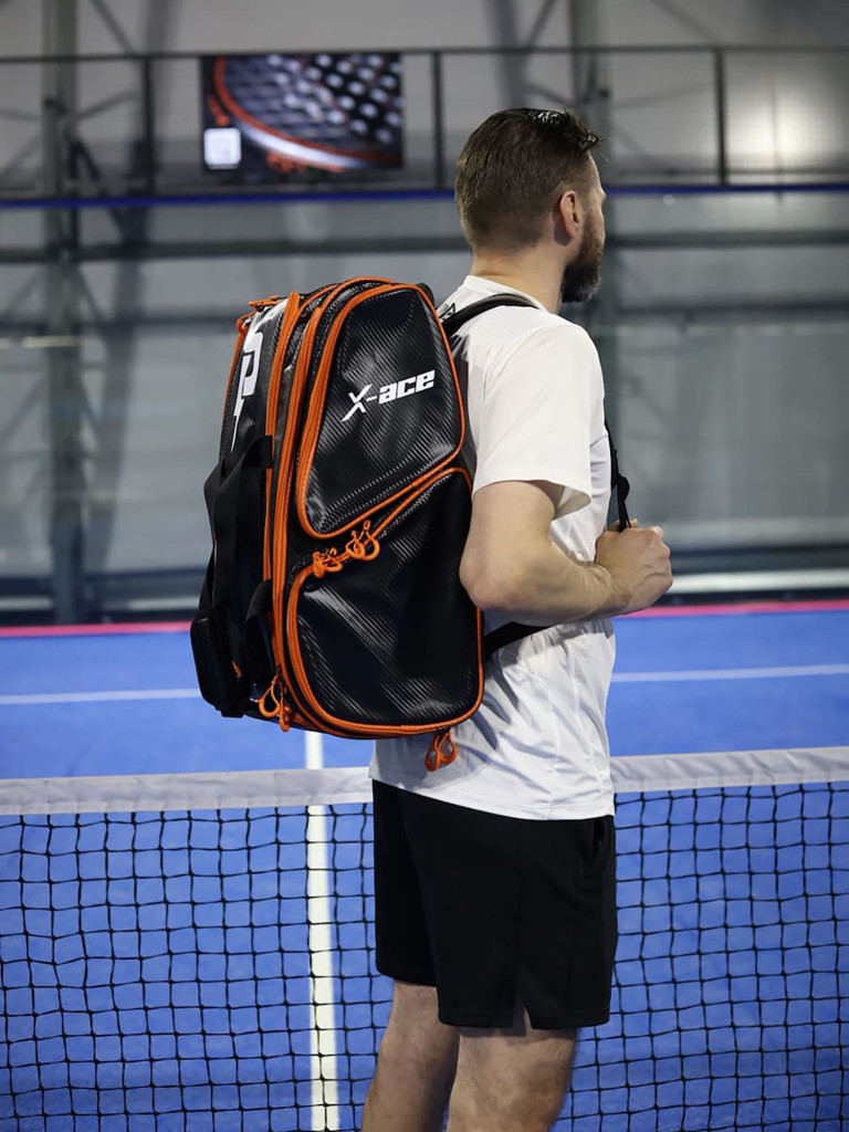 Спортивный рюкзак для падел-тенниса, черно-оранжевый