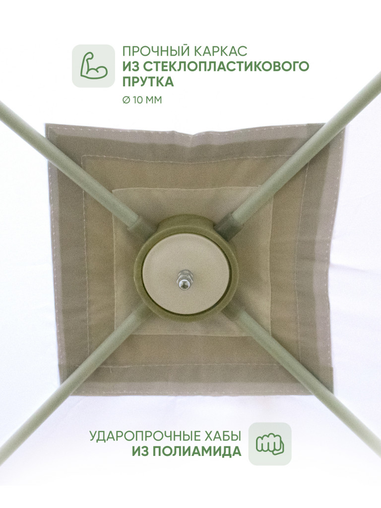 Палатка зимняя куб СЛЕДОПЫТ "Premium" 2,1х2,1 м, S по полу 4,4 кв.м, 3 слоя, цв. оливковый/белый