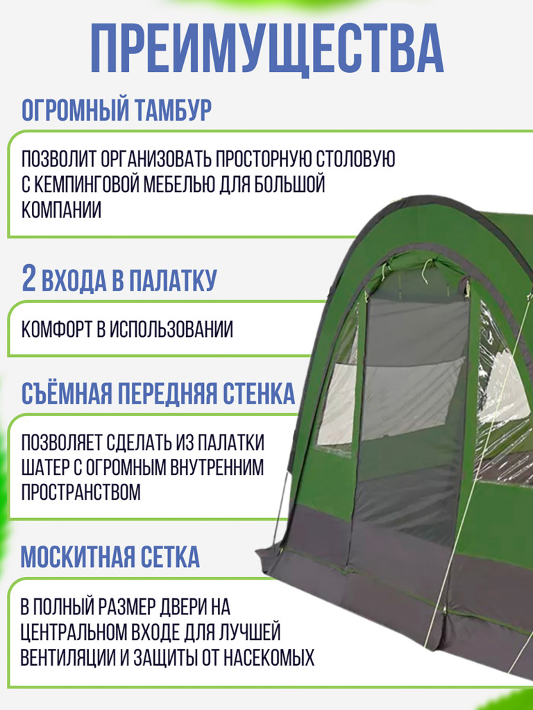 Четырехместная кемпинговая палатка Trek Planet Vario 4