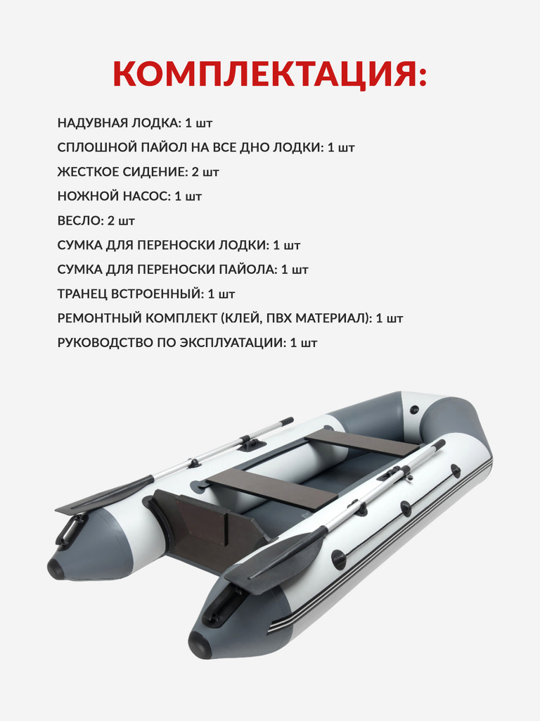 Лодка ПВХ надувная под мотор Yukona 280 TLЛЮКС двухместная для рыбалки с жестким дном. серый-комбинированный