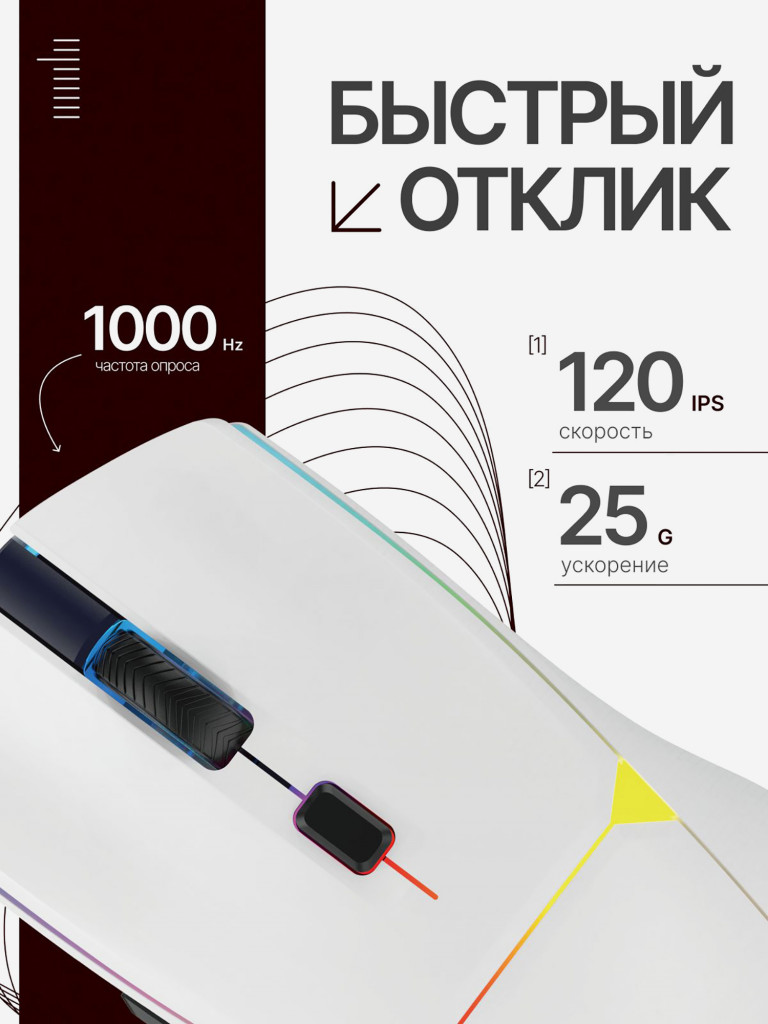 Мышка компьютерная игровая Fantech Crypto II WG7VRD, беспроводная, белая/красная