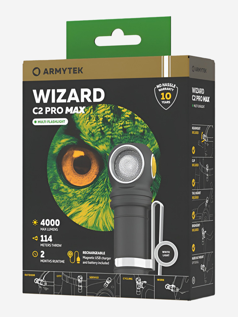 Фонарь налобный Armytek Wizard C2 Pro Max Magnet USB, холодный свет