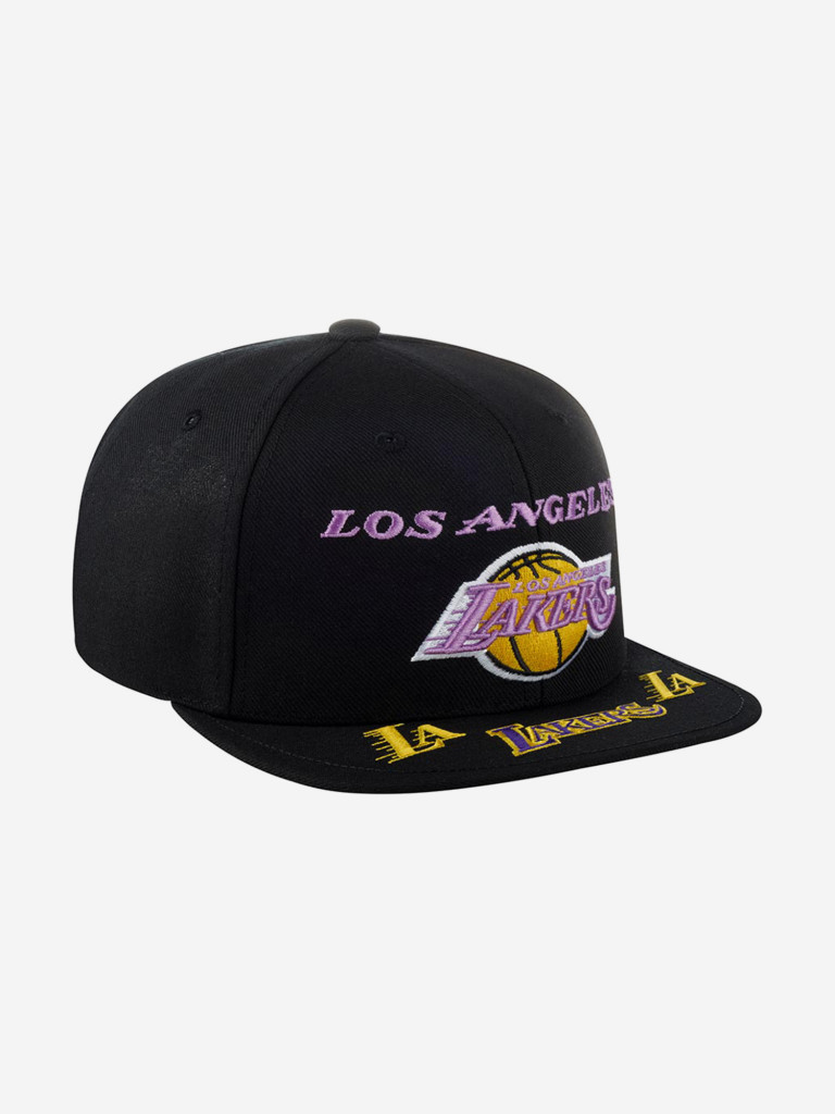 Бейсболка с прямым козырьком MITCHELL NESS HHSS2997-LALYYPPPBLCK Los Angeles Lakers NBA