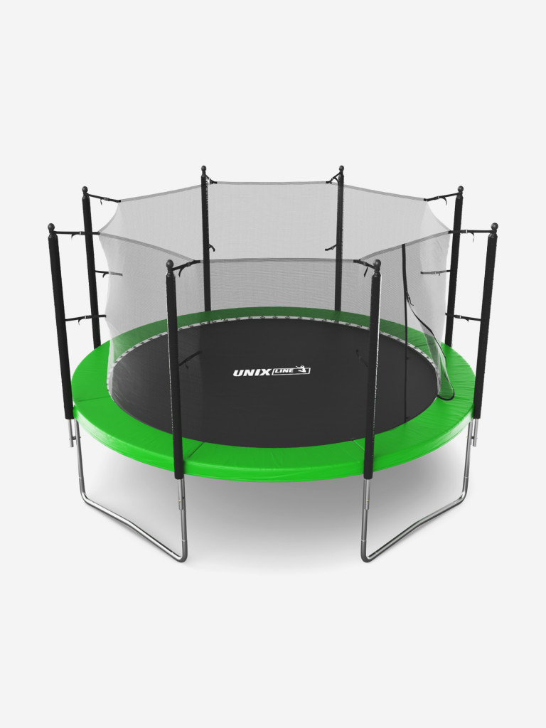 Батут каркасный UNIX Line Simple 12 ft Green с внутренней защитной сеткой, общий диаметр 366 см, до 150 кг
