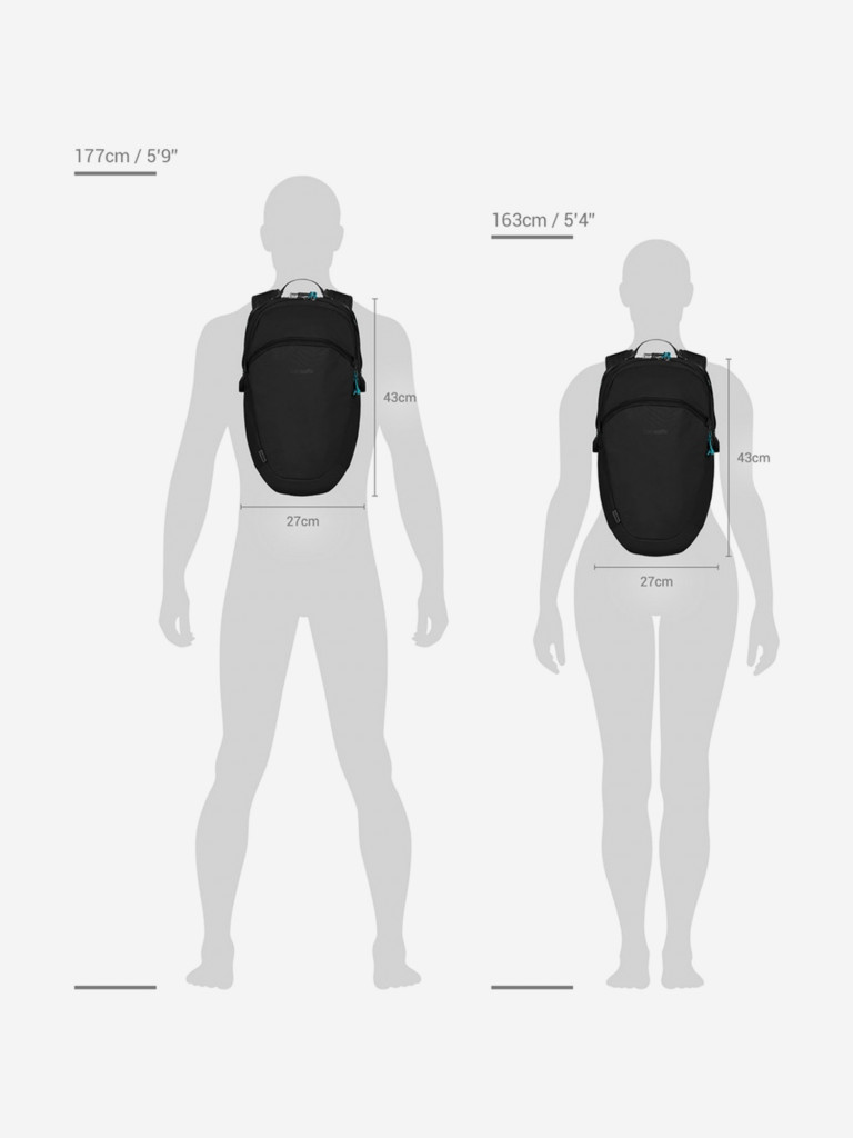 Рюкзак антивор Pacsafe ECO 18, черный ECONYL, 18 л.
