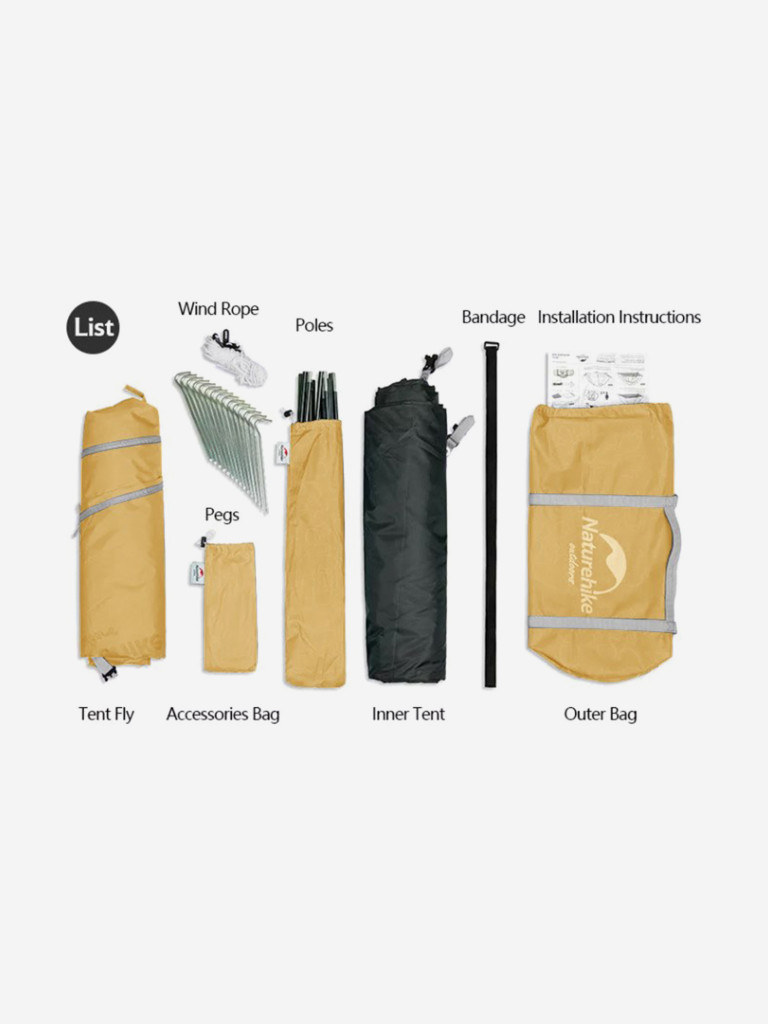 Палатка Naturehike P-Series 4-местная, алюминиевый каркас, желтая