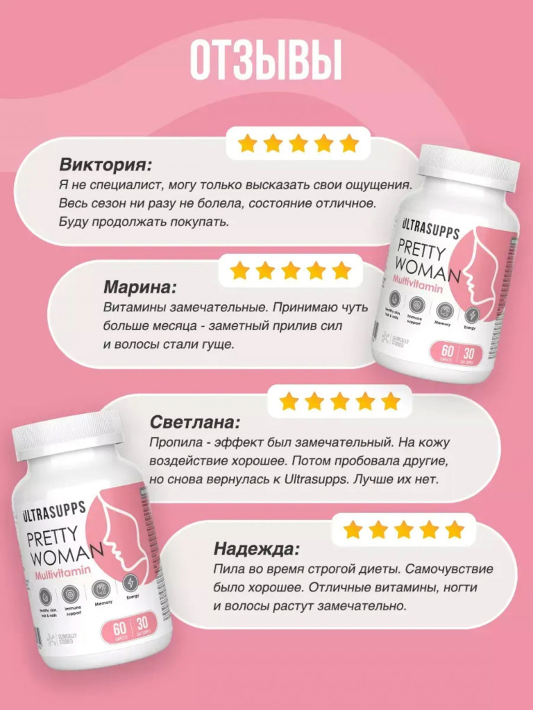 Комплекс витаминов UltraSupps, 30 капсул, для женщин