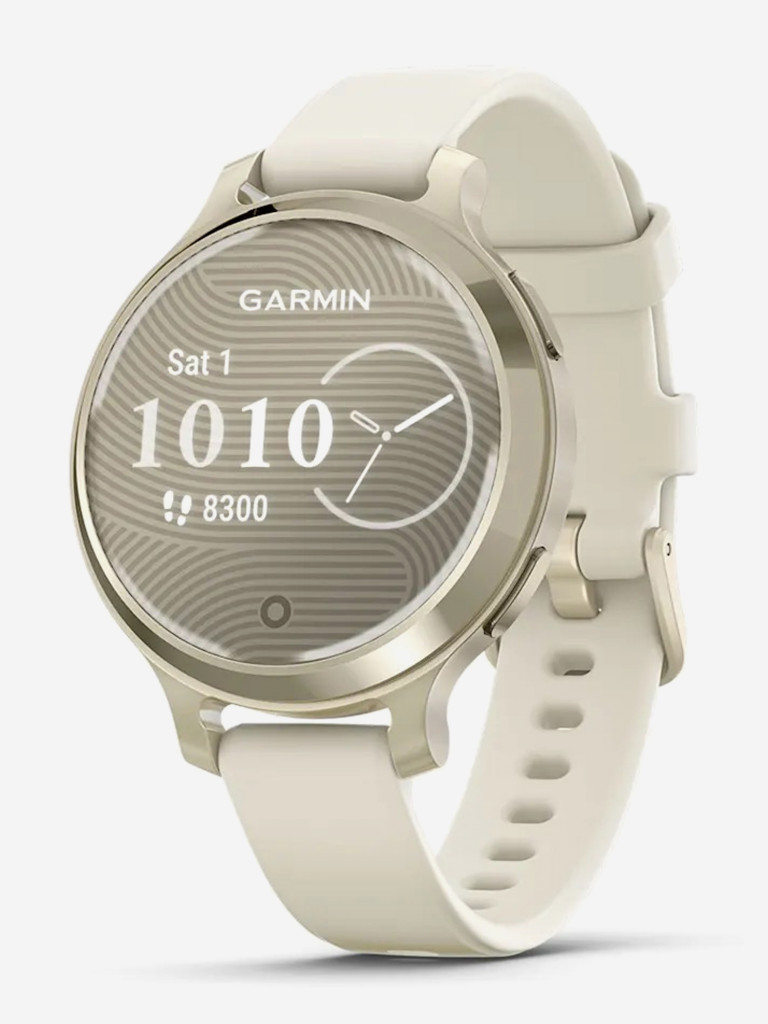 Спортивные часы Garmin Lily 2 Active с золотистым безелем, бежевый силиконовый ремешок