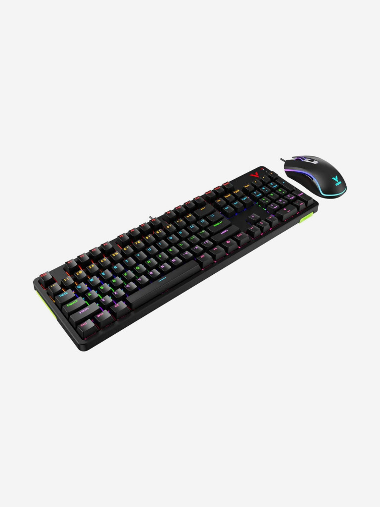 RAPOO Игровая механическая клавиатура+мышь проводная V185S, цвет - черный (13313)