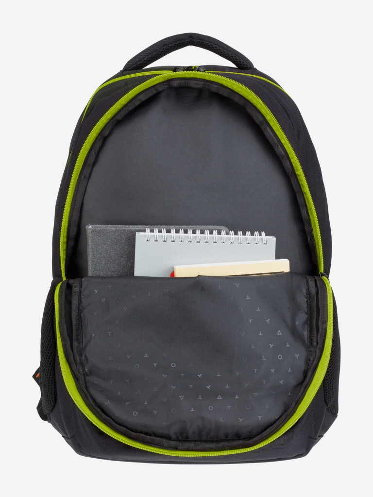 Рюкзак TORBER CLASS X, черный с зеленой вставкой, 45 x 32 x 16 см +Мешок для сменной обуви в подарок