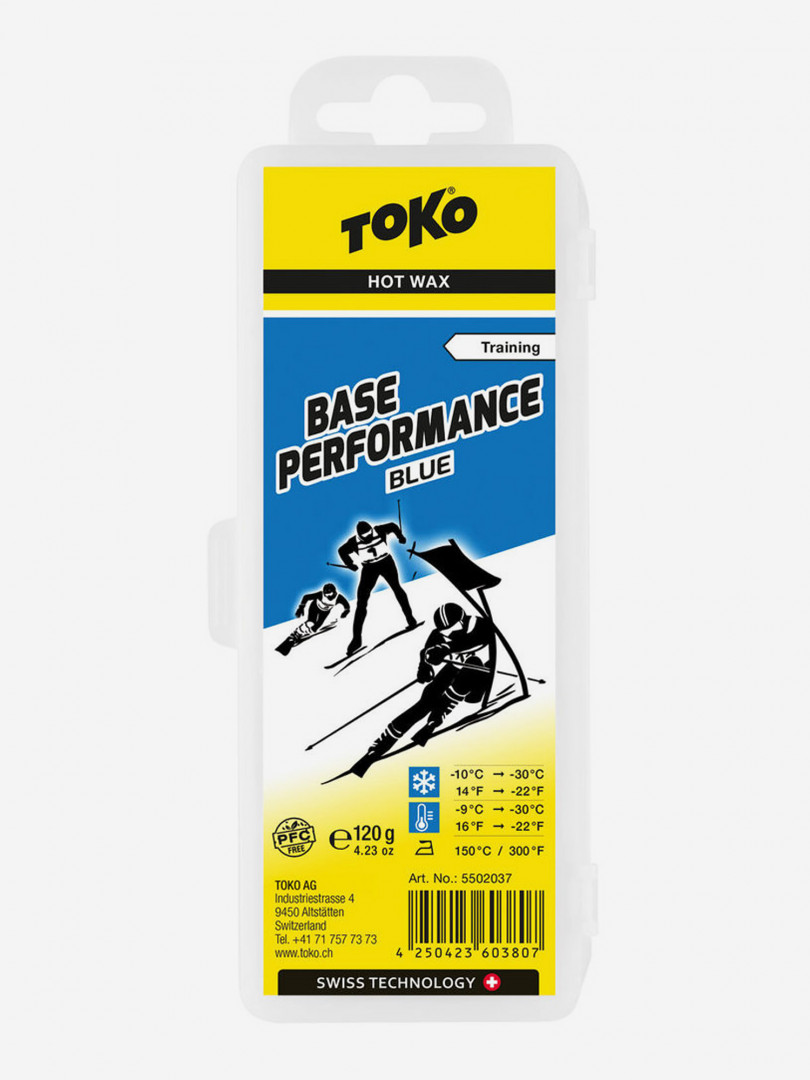 фото Мазь скольжения toko base performance blue 120 г, -9c/-30c, синий