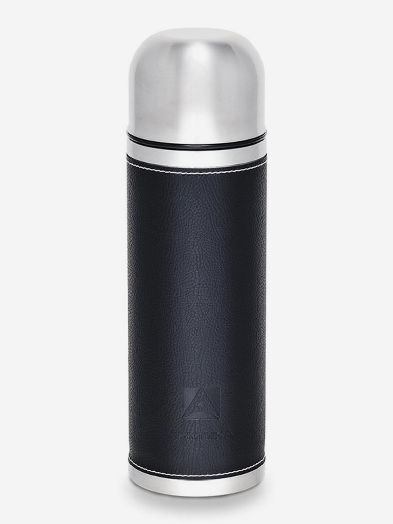 Термос для напитков, пробка с кнопкой, с кожаной вставкой на корпусе. Объем 0,7 л.