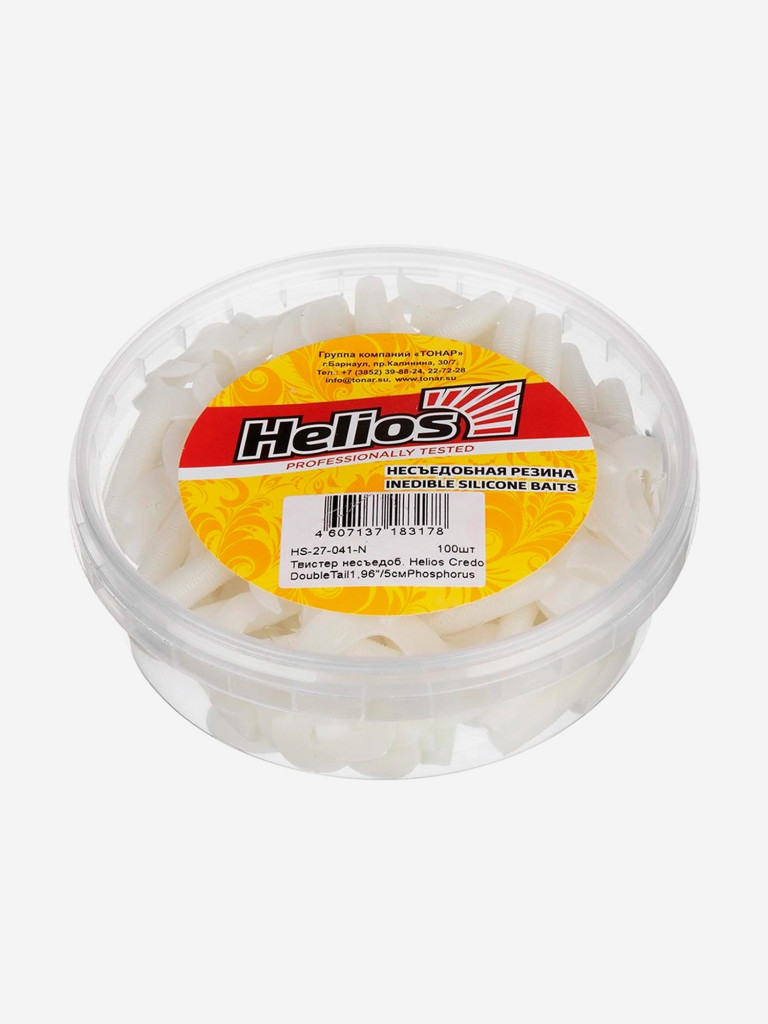 Мягкая приманка Helios Credo Double Tail, 3,54'' / 9 см, Phosphorus, 100 шт (HS-28-041-N)
