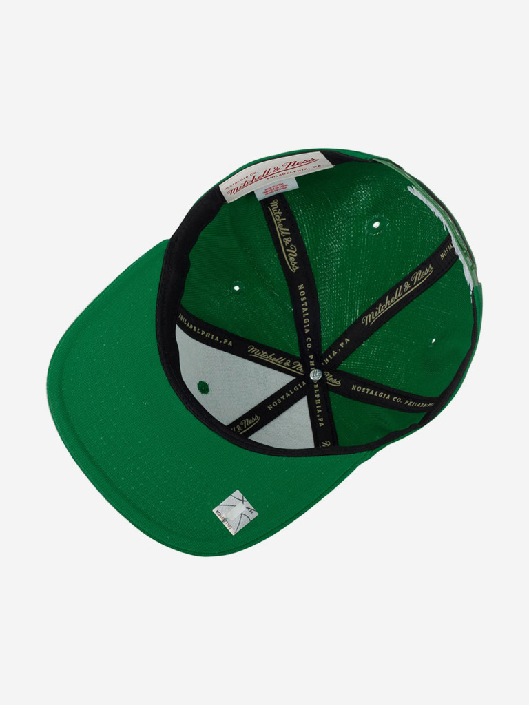 Бейсболка с прямым козырьком MITCHELL NESS HHSS3258-BCEYYPPPGREN Boston Celtics NBA