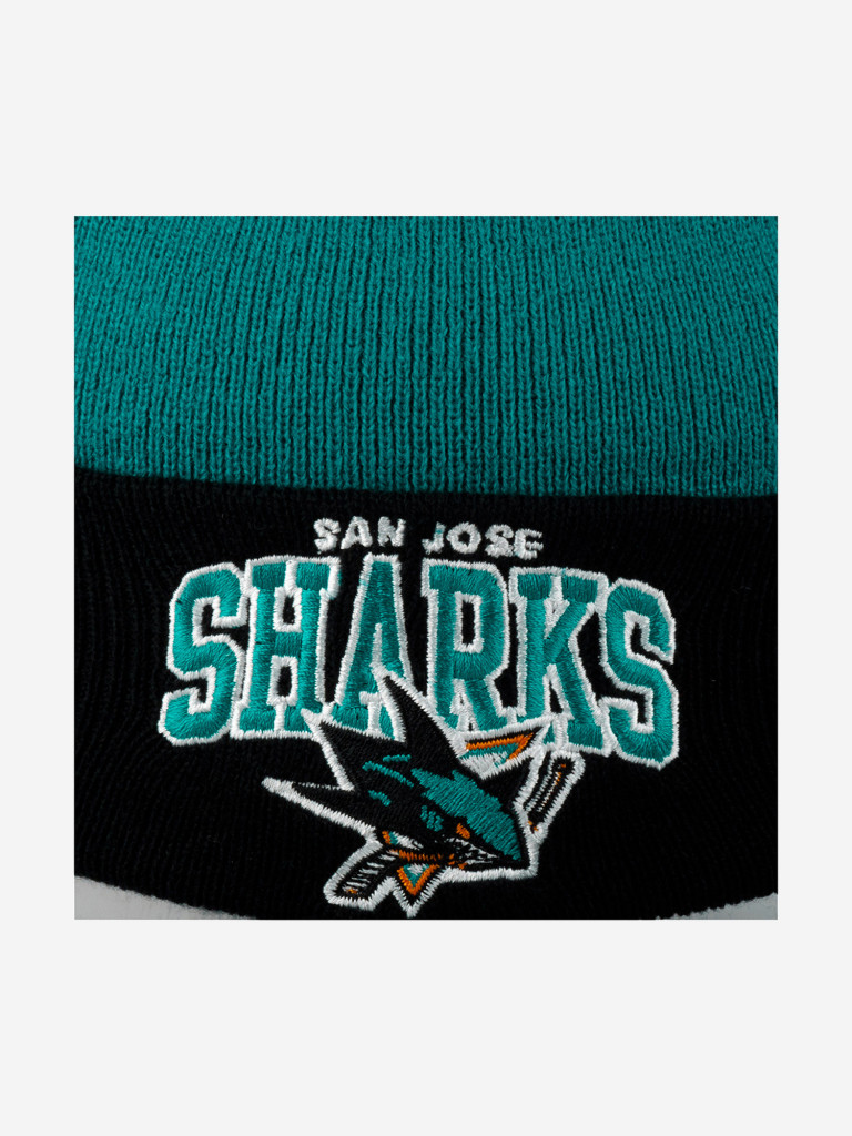 Шапка с отворотом MITCHELL NESS EU349-ARCHED-TEAL San Jose Sharks NHL (голубой)