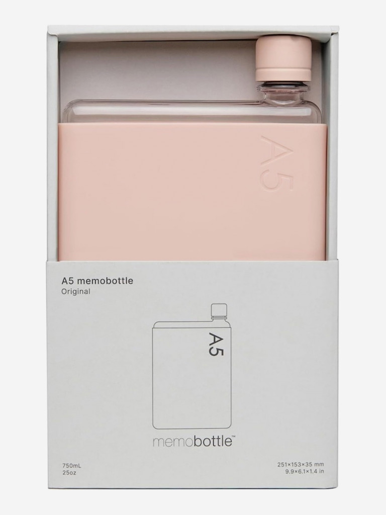 Бутылка с силиконовым чехлом Memobottle A5, розовый