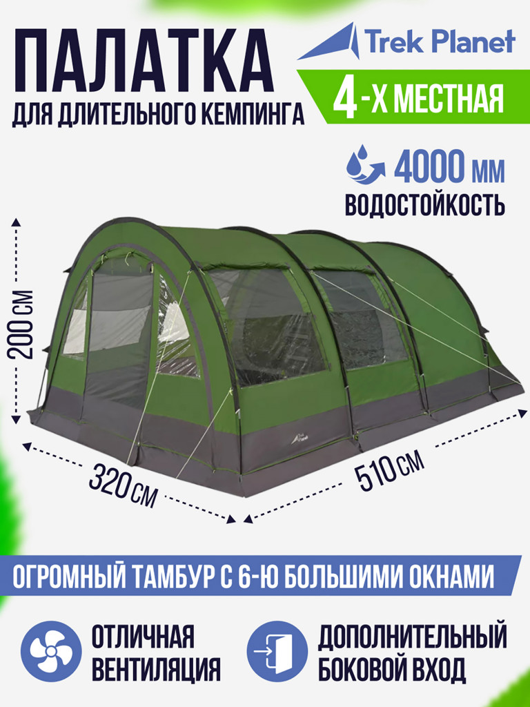 Четырехместная кемпинговая палатка Trek Planet Vario 4