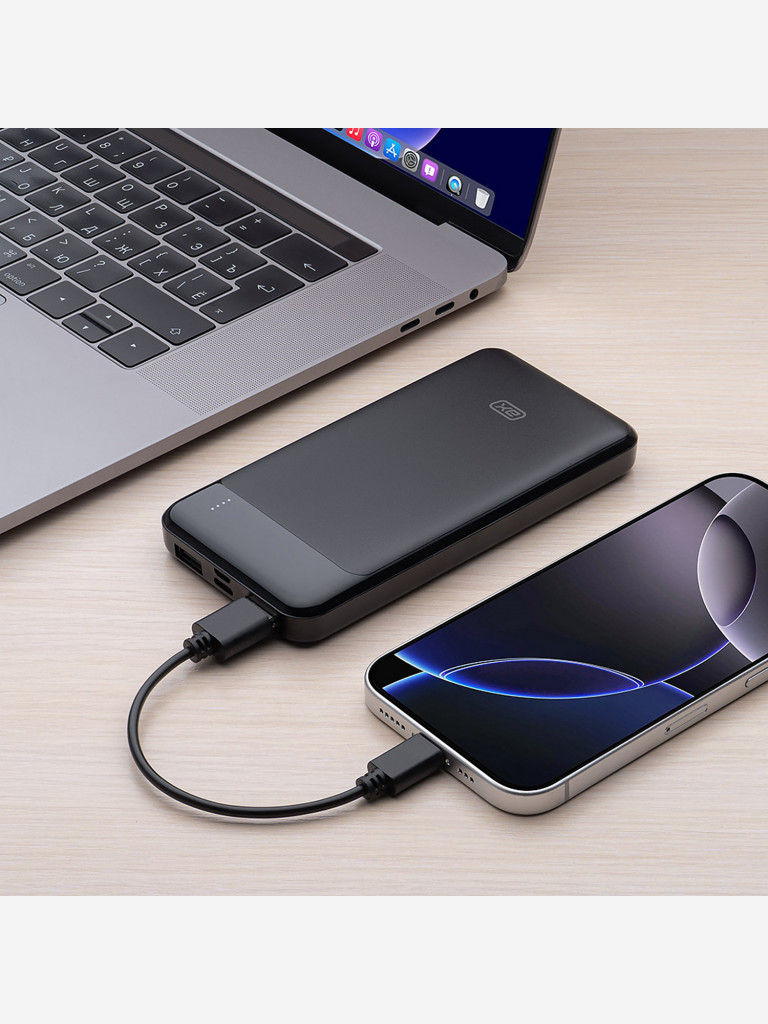 Внешний аккумулятор Type-C, 2xUSB, MicroUSB 10000 мА-ч, 10Вт