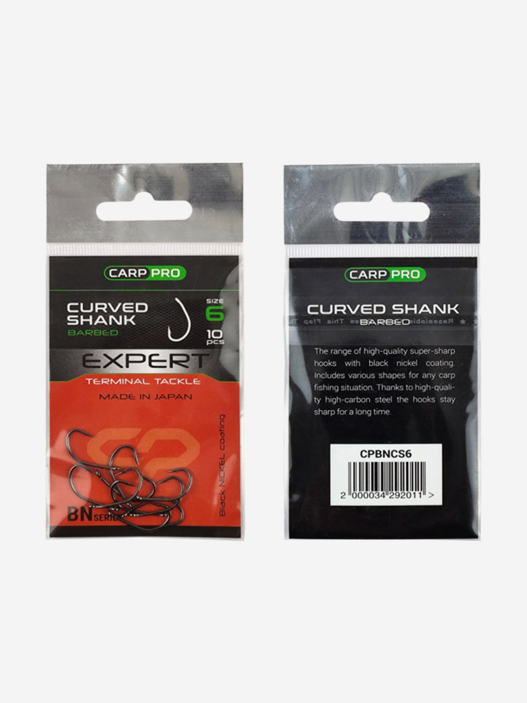 Крючок CARP PRO Black Nickel Curved Shank №6 10шт