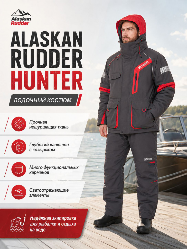 Костюм лодочный Alaskan Rudder Hunter (куртка+полукомбинезон) для рыбалки и охоты