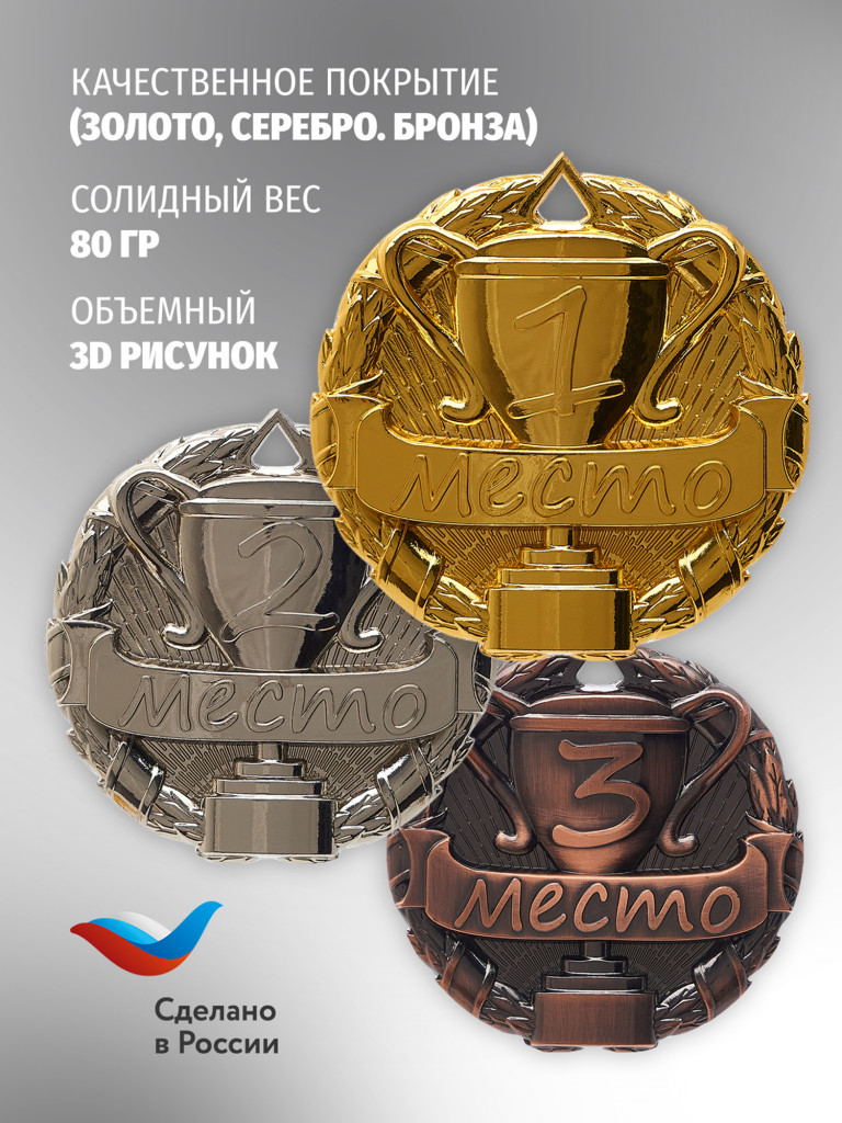 Медали спортивные комплект для награждения 9 шт