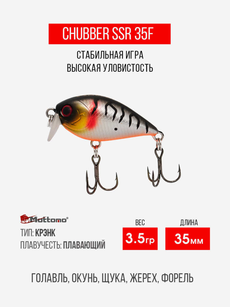 Воблер Mottomo Chubber SSR 35F 3,5g Silver Tiger