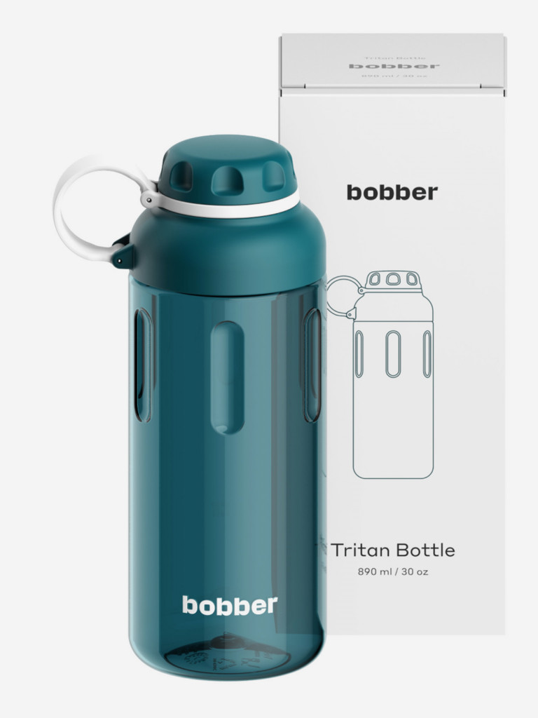 Бутылка тритановая Tritan Bottle для холодных напитков, с ситечком, 890 мл, темно-бирюзовая