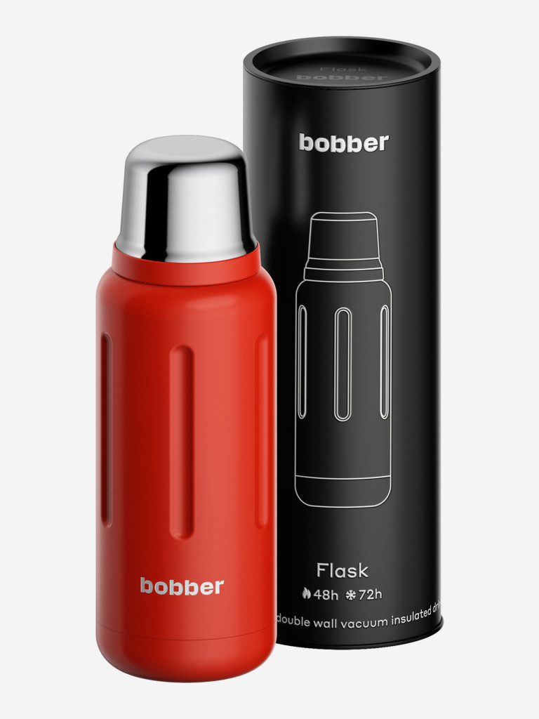 Термос вакуумный для напитков BOBBER Flask 1 литр, тепло до 48 часов, красный