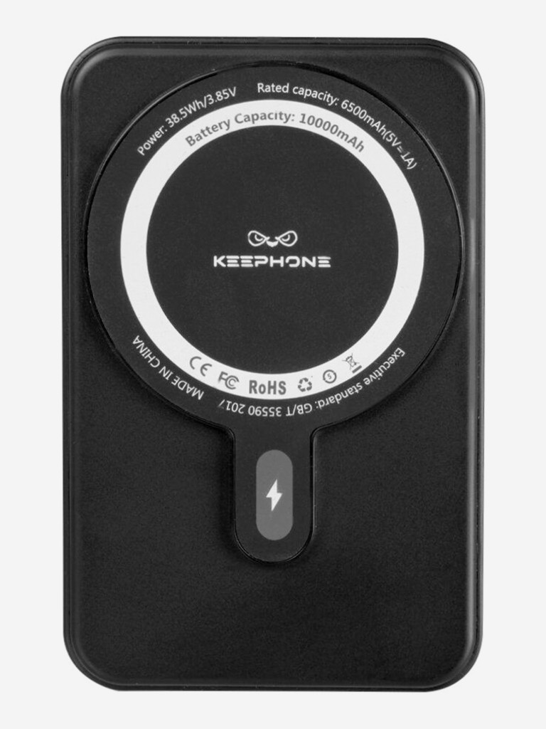 Повербанк с беспроводной зарядкой для телефона KEEPHONE Snap Stand / Быстрая зарядка аккумулятора: 10000 мАч, подставка — Чёрный