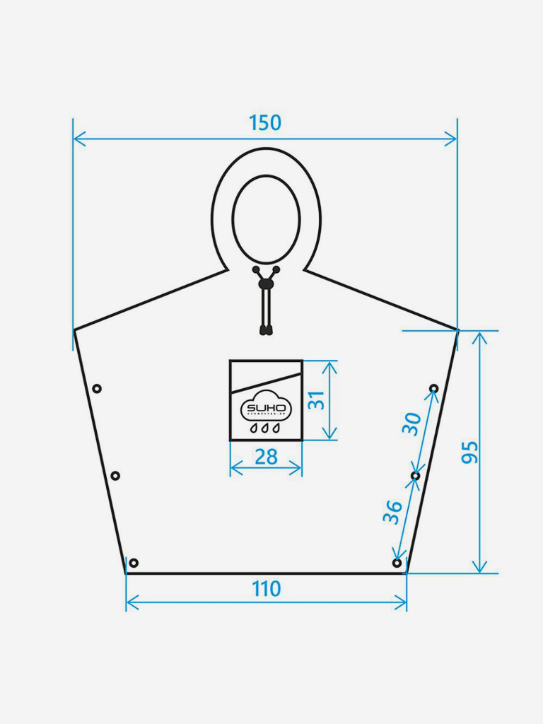 Дождевик-пончо Germostar Suho серый