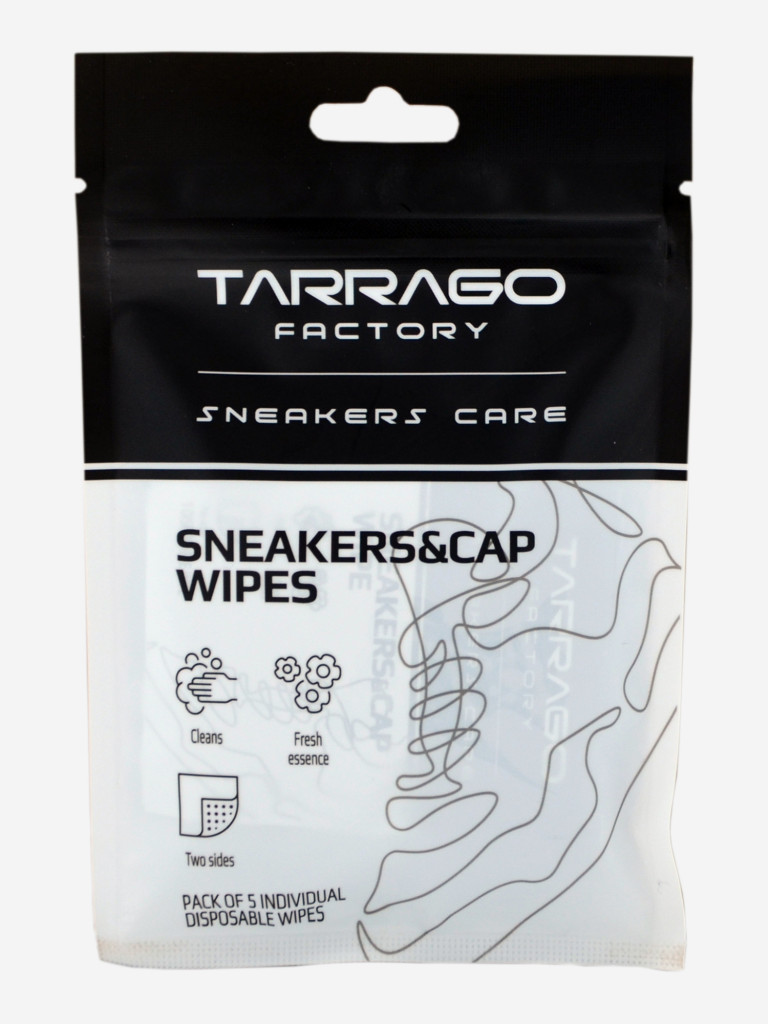 Салфетки Tarrago SNEAKERS & CAP WIPES для гладкой натуральной и синтетической кожи, текстиля и винила, 1*5 шт