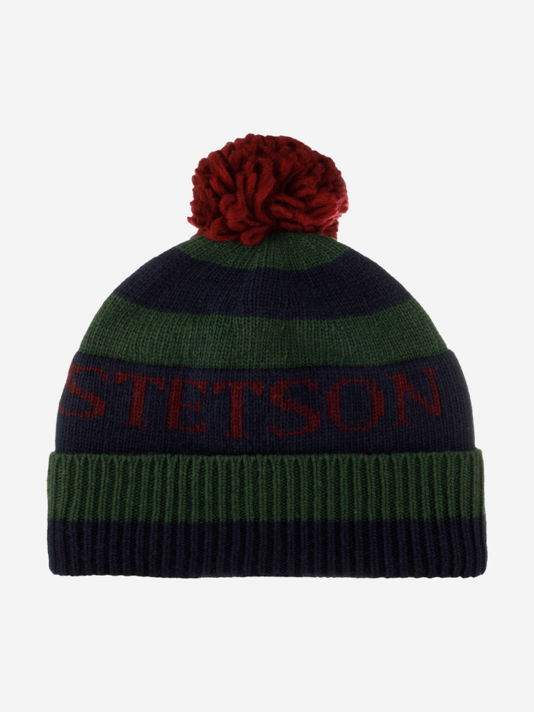 Шапка с помпоном STETSON 8599380 BEANIE POMPOM (зеленый)