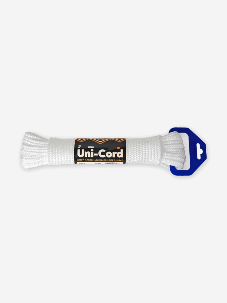 Шнур плетеный Петроканат UNI-CORD 8,0 мм (15 м) белый, евромоток