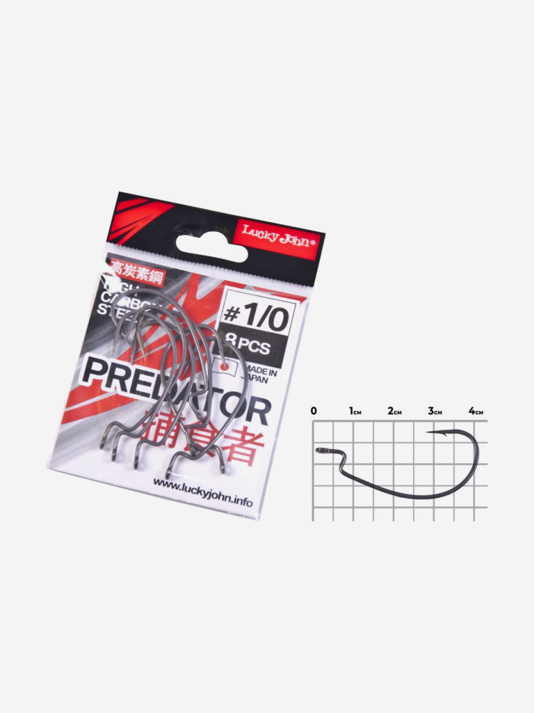 Крючки для рыбалки офсетные Lucky John LJHP350 № 001/0, набор 8 штук