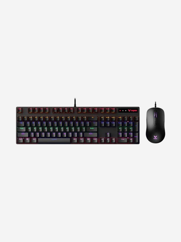 RAPOO Игровая механическая клавиатура+мышь проводная V150S, цвет - черный (13147)