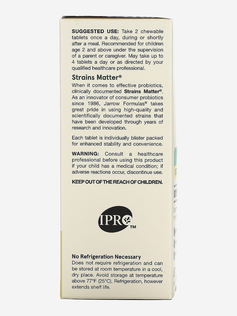 Бад, пробиотик и пребиотик для детей от 4 лет, Jarrow Formulas Jarro-Dophilus Kids 1 billion CFU natural raspberry, 60 chew. tabs