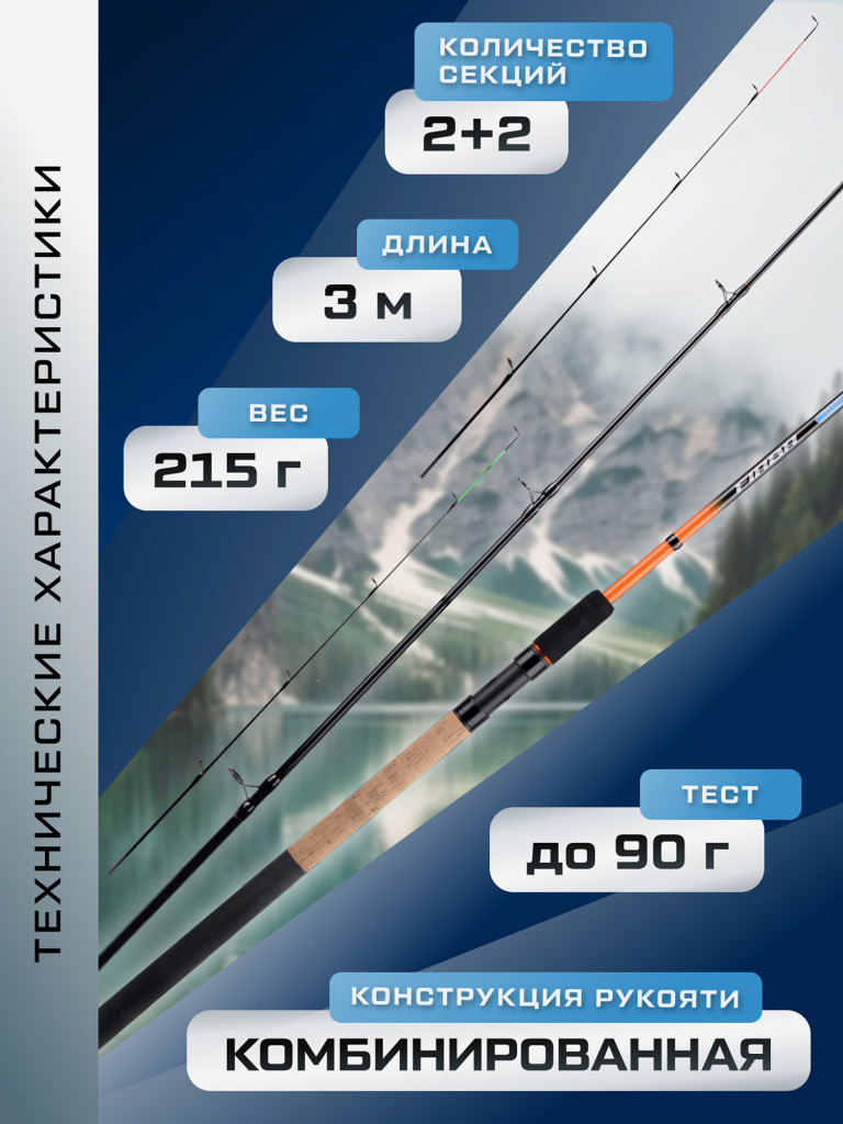 F-FISHING Удилище фидерное Fiaba Feeder 3м тест max 90г