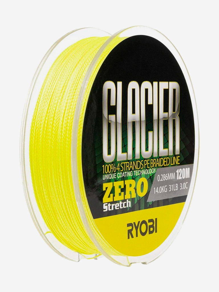Шнур плетеный для рыбалки Ryobi GLACLER ZERO 120м, 0,286мм, 14кг, желтый