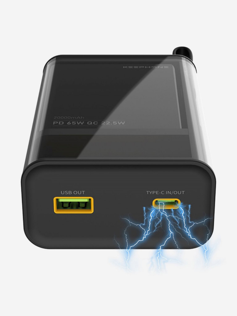 Сверхбыстрый блок питания 20000 мАч KEEPHONE Ultra Fast / Повербанк PD 65W для телефона, iPad, ноутбука, 3 выхода