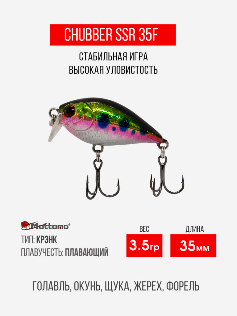 Воблер Mottomo Chubber SSR 35F 3,5g Baby Salmon