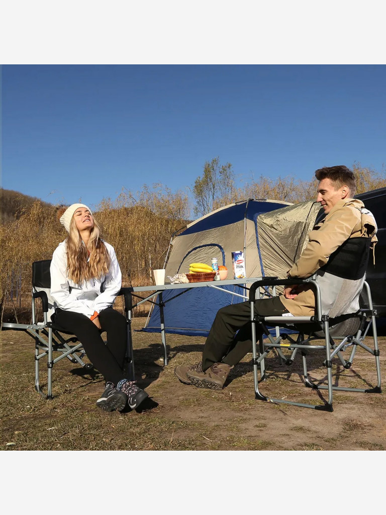 Кресло складное 3824 Portable Director Chair cталь, синий/серый, 83x50x92