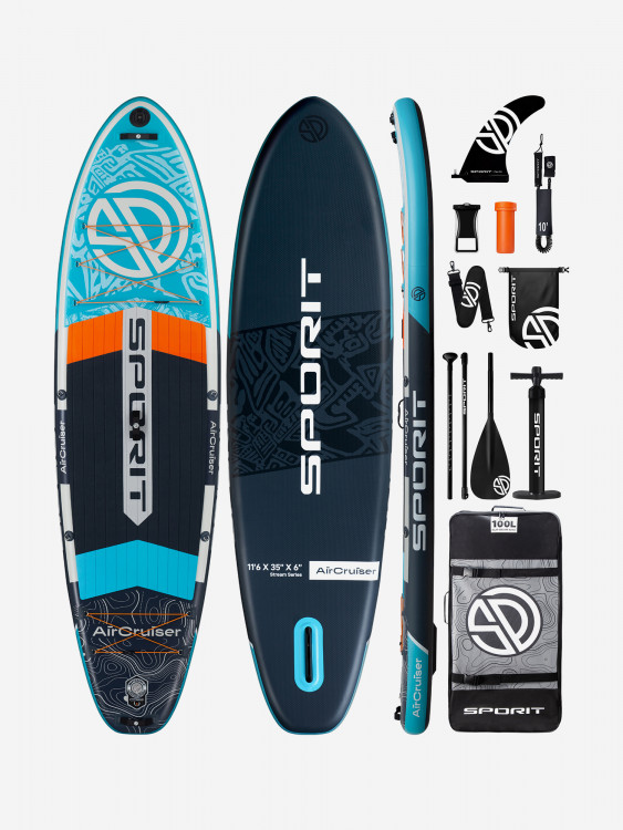 Надувная двухслойная SUP-доска SPORIT AIR CRUISER BLUE GREY, 11'6" 351*86*15 см, сапборд